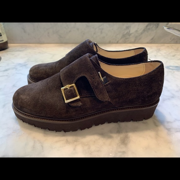 Ann Mashburn Double Monk Strap Shoes - Chocolate Suede- Size 36/6 - Picture 3 of 7